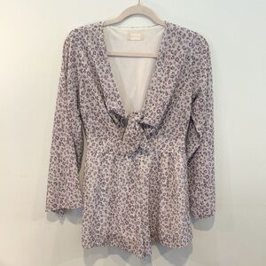 Altar’d State Leopard Print Long Sleeve Romper | Size S